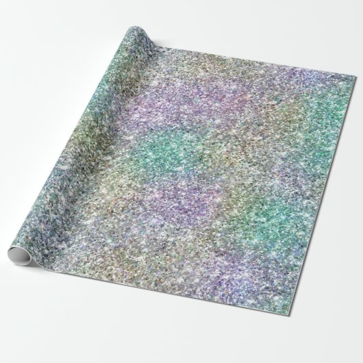 Mint Gold Paarse Glitter Cadeaupapier (Uitgerold)