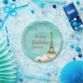 Mint Gold Paris Eiffel Tower Sweet 16 Birthday Papieren Bordje (Feest)