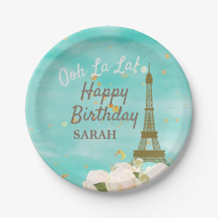 Mint Gold Paris Eiffel Tower Sweet 16 Birthday Papieren Bordje
