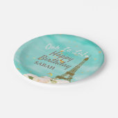 Mint Gold Paris Eiffel Tower Sweet 16 Birthday Papieren Bordje (Gekanteld)