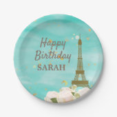 Mint Gold Paris Eiffel Tower Sweet 16 Birthday Papieren Bordje (Voorkant)