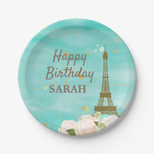 Mint Gold Paris Eiffel Tower Sweet 16 Birthday Papieren Bordje