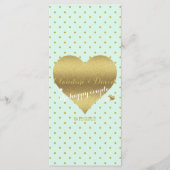 Mint Gold Polka Dot Wedding Ceremony Programma Kaa Programmakaart (Voorkant)