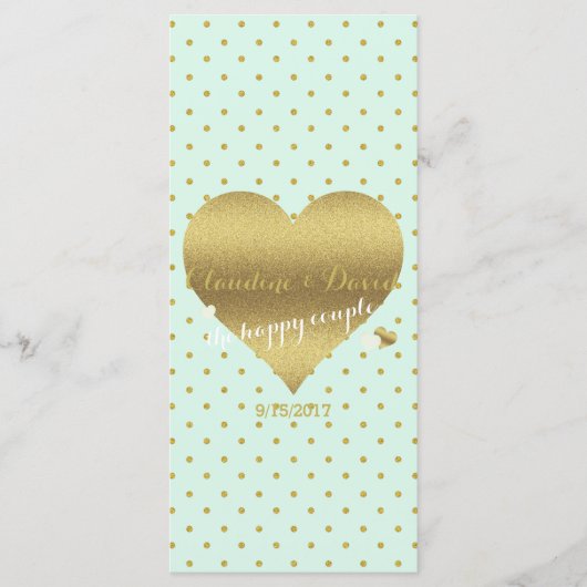 Mint Gold Polka Dot Wedding Ceremony Programma Kaa Programmakaart (Voorkant)