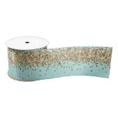 Mint Gold Sparkle Glitter Satijnen Lint (Spoel)