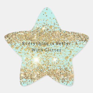 Mint Gold Sparkle Glitter Ster Sticker