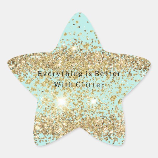 Mint Gold Sparkle Glitter Ster Sticker (Voorkant)