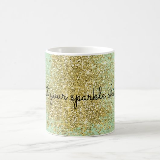 Mint Gold Sparkle Shine Faux Glitter Koffiemok (Center)