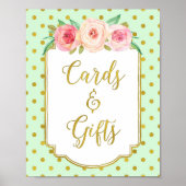 Mint Gold Stippen Kaarten en cadeaubonnen Poster (Voorkant)