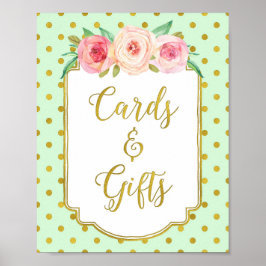 Mint Gold Stippen Kaarten en cadeaubonnen Poster