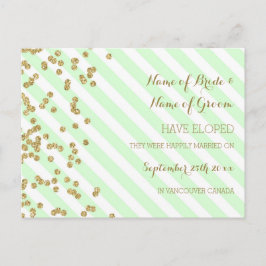 Mint Gold Stripes Elopement Aankondiging Briefkaar