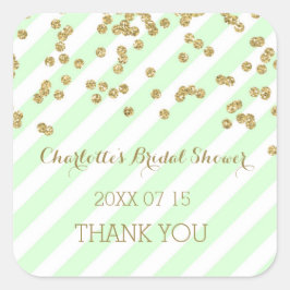 Mint Gold Stripes Vrijgezellenfeest Favor Tags Vierkante Sticker