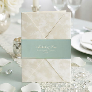 Mint Gold Velvet Wedding Invitation Uitnodigingen Wikkel