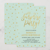Mint & Gold | Volwassen 40e verrassingsfeest Kaart (Voorkant / Achterkant)