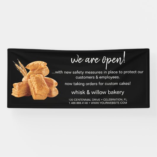 Mint & Gold Whisk Bakery Business ReOpening Spandoek (Horizontaal)