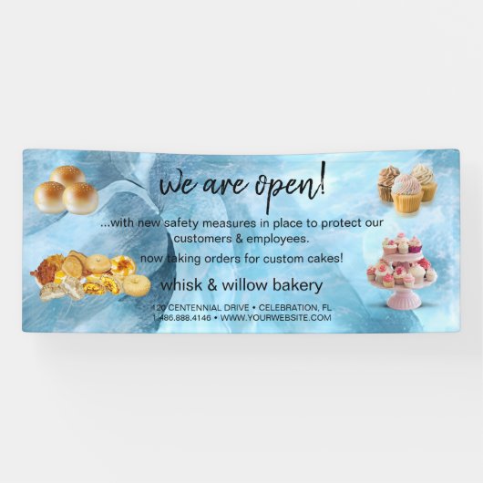 Mint & Gold Whisk Bakery Business ReOpening Spandoek (Horizontaal)