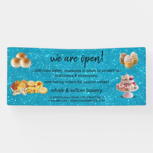 Mint & Gold Whisk Bakery Business ReOpening Spandoek (Horizontaal)