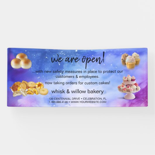 Mint & Gold Whisk Bakery Business ReOpening Spandoek (Horizontaal)