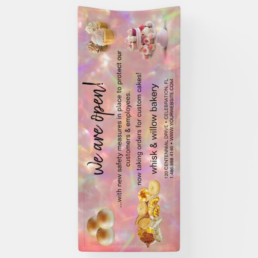 Mint & Gold Whisk Bakery Business ReOpening Spandoek (Verticaal)