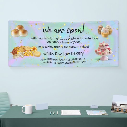 Mint & Gold Whisk Bakkerij Business Heropening bla Spandoek (Beurs)