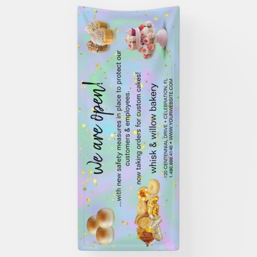 Mint & Gold Whisk Bakkerij Business Heropening bla Spandoek (Verticaal)