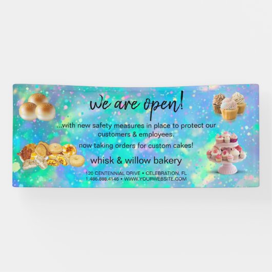 Mint & Gold Whisk Bakkerij Business Heropening bla Spandoek (Horizontaal)