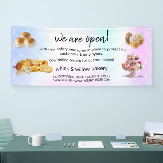 Mint & Gold Whisk Bakkerij Business Heropening gri Spandoek (Beurs)