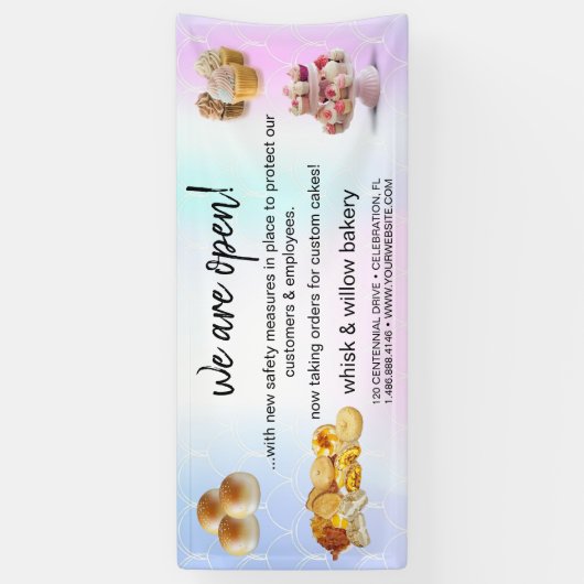 Mint & Gold Whisk Bakkerij Business Heropening gri Spandoek (Verticaal)