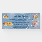 Mint & Gold Whisk Bakkerij Business Heropening gri Spandoek (Horizontaal)