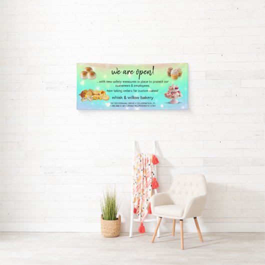 Mint & Gold Whisk Bakkerij Business Heropening gro Spandoek (Insitu)
