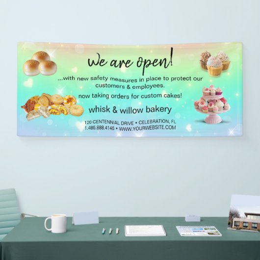 Mint & Gold Whisk Bakkerij Business Heropening gro Spandoek (Beurs)