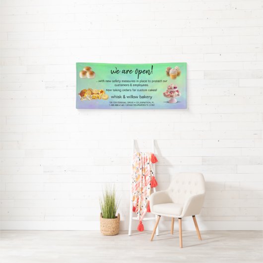 Mint & Gold Whisk Bakkerij Business Heropening gro Spandoek (Insitu)