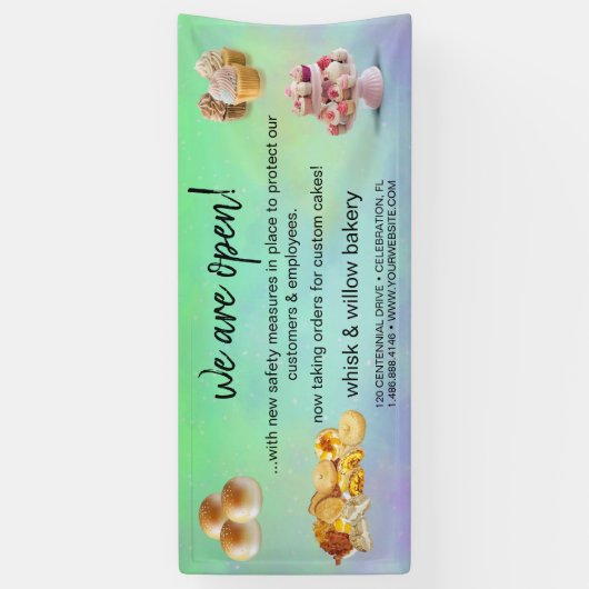 Mint & Gold Whisk Bakkerij Business Heropening gro Spandoek (Verticaal)