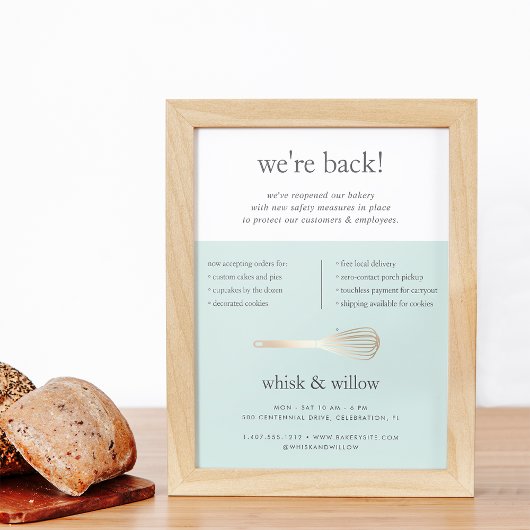 Mint & Gold Whisk Business Heropening Poster