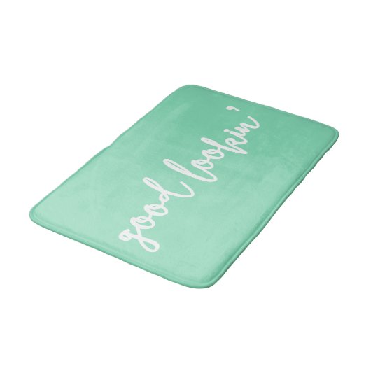Mint Good Lookin' Calligraphy Script Bath Mat (Gekanteld)