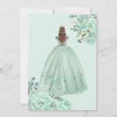 Mint Goud Bloemen Prinses Quinceañera Quince Kaart (Achterkant)