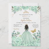 Mint Goud Bloemen Prinses Vlinder Zoet 16 Kaart (Voorkant)