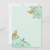 Mint Goud Bloemen Tiara Vlinder Zoet 16 Kaart (Achterkant)