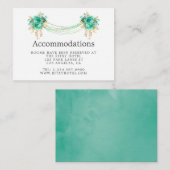 Mint & Goud Bloemenverlichting Trouwaccommodaties Informatiekaartje (Voorkant / Achterkant)