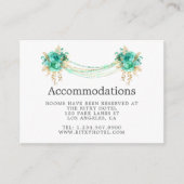 Mint & Goud Bloemenverlichting Trouwaccommodaties Informatiekaartje (Voorkant)