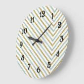 Mint Goud en Witte Chic Chevron Grote Klok (Hoek)