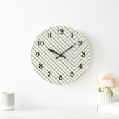 Mint Goud en Witte Chic Chevron Grote Klok (Huis)