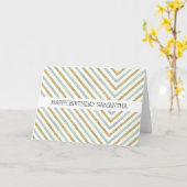 Mint Goud en Witte Chic Chevron Verjaardag Kaart (Gele Bloem)