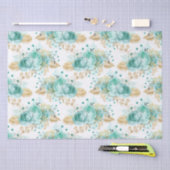 Mint Goud Glam Bloemen Tissuepapier (Craft)