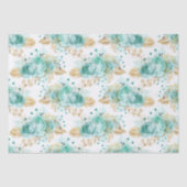 Mint Goud Glam Bloemen Tissuepapier (Voorkant)