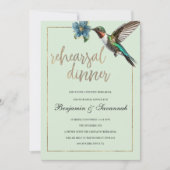 Mint goud kleurrijke kolibrie repetitie diner kaart (Voorkant)