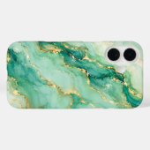 Mint & Goud Marmer Luxe Case-Mate iPhone Case (Achterkant (horizontaal))