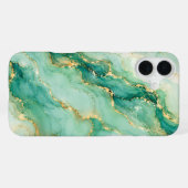 Mint & Goud Marmer Luxe iPhone Hoesje (Achterkant horizontaal)