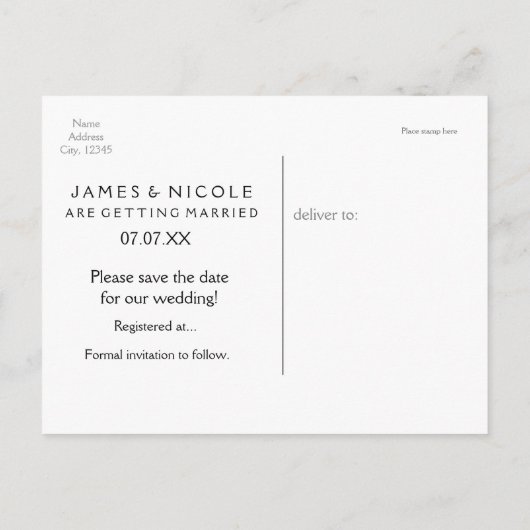 Mint & Goud SAVE THE DATE Modern Script Postkaart Aankondigingskaart (Achterkant)