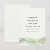Mint Goud Waterverf Trouwfeest Save The Date (Voorkant / Achterkant)